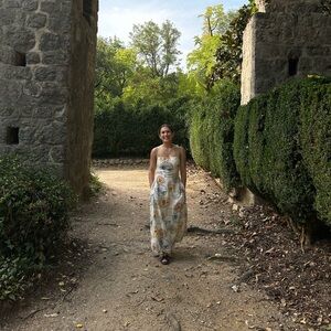 Abercrombie Lace-Up Linen-Blend Maxi Dress